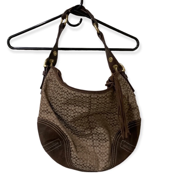 Coach Handbags - Coach Signature Brown leather and tan shoulder bag